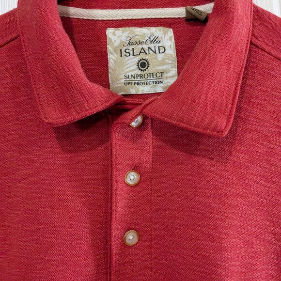 Tasso Elba Island Men's Polo Shirt Red, Size XL, Textured, UPF Protection - Picture 6 of 15